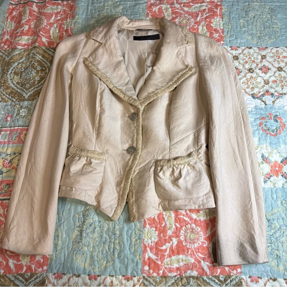MaxMara Beige Women's Blazer Silk blend Made in Italy Collezione Pianoforte 4